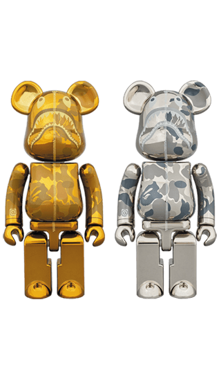 超合金 BAPE(R) CAMO SHARK BE@RBRICK GOLD／SILVER collectible