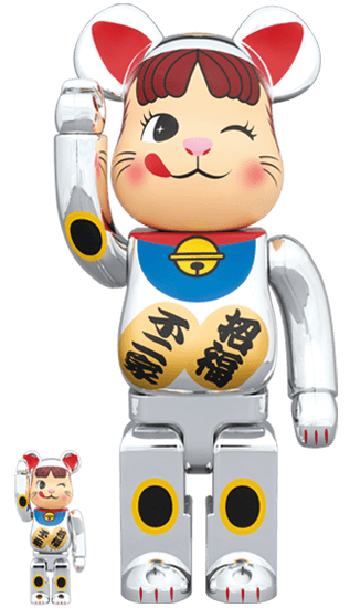 BE@RBRICK 招き猫 ペコちゃん 銀メッキ 100％ & 400％ collectible