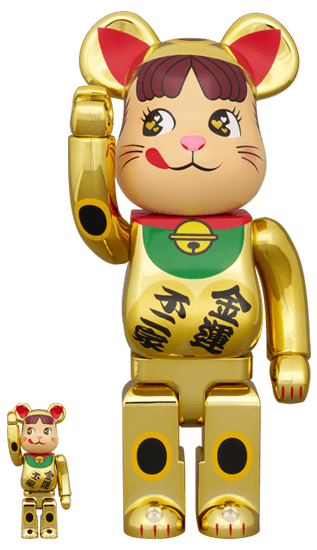 BE@RBRICK 招き猫 ペコちゃん 金運 ダブル小判 金メッキ 100％ & 400％ collectible