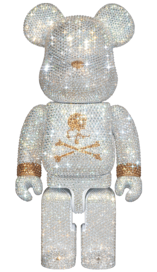 CRYSTAL DECORATE mastermind JAPAN BE@RBRICK 400％ WHITE & GOLD Ver. collectible