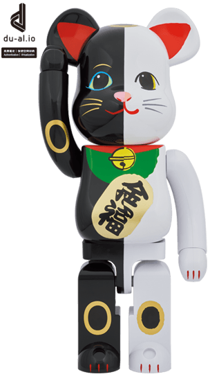 BE@RBRICK 招き猫 招福 黒 × 金運 白 1000％ collectible