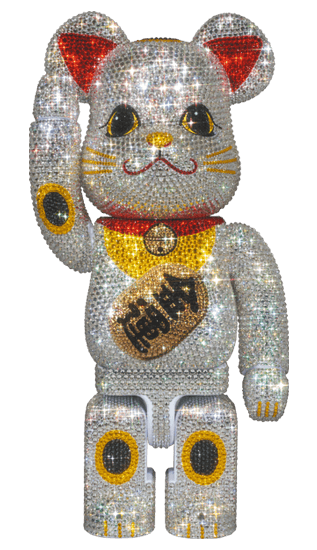 CRYSTAL DECORATE BE@RBRICK 招き猫 金運 400% collectible